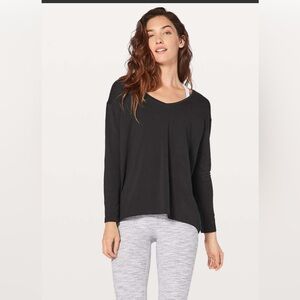 LULULEMON New Black Cotton Long Sleeve Top Size 12